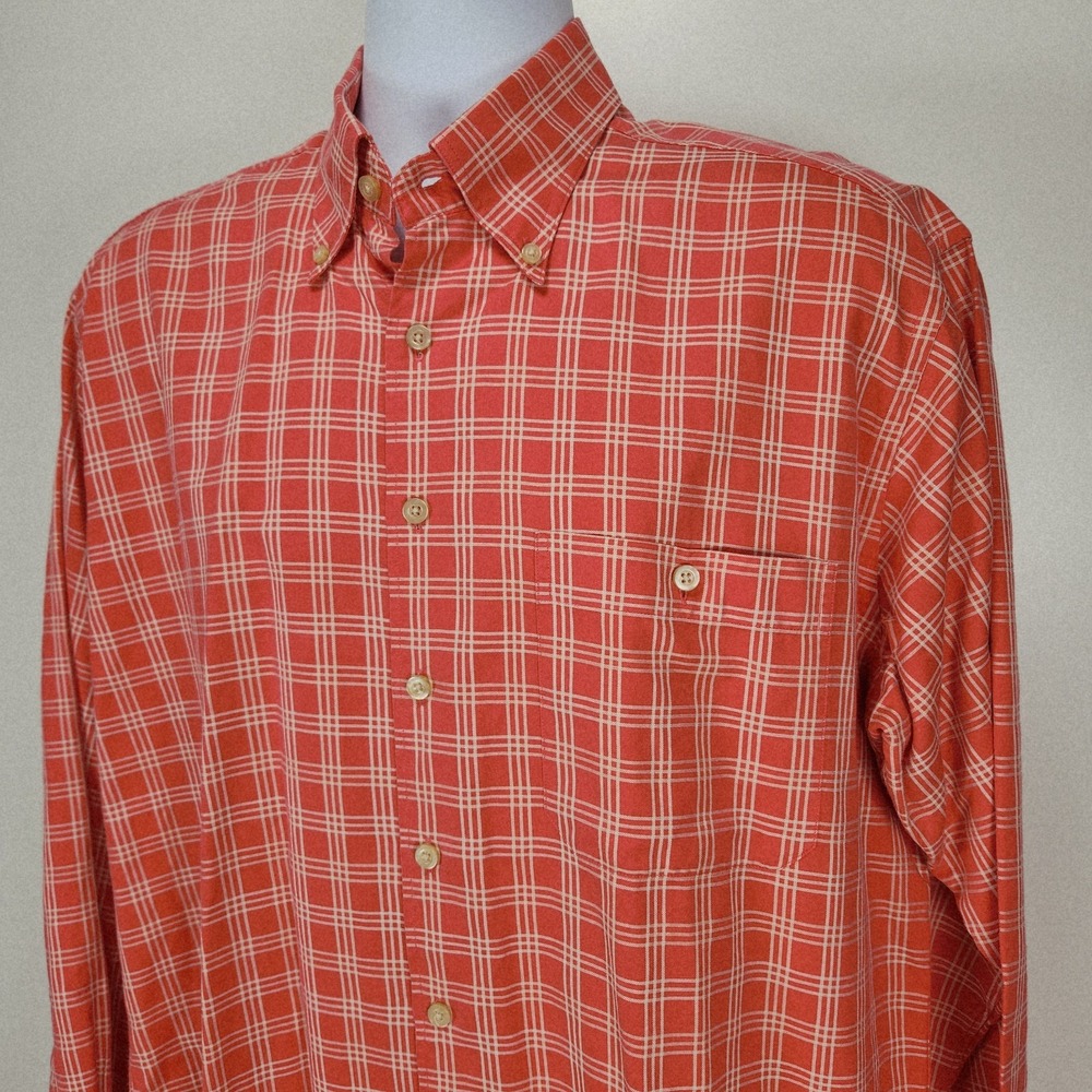 Scott Barber Shirt Mens Large Plaid‎ 100% Cotton Long Sleeve Button Casual